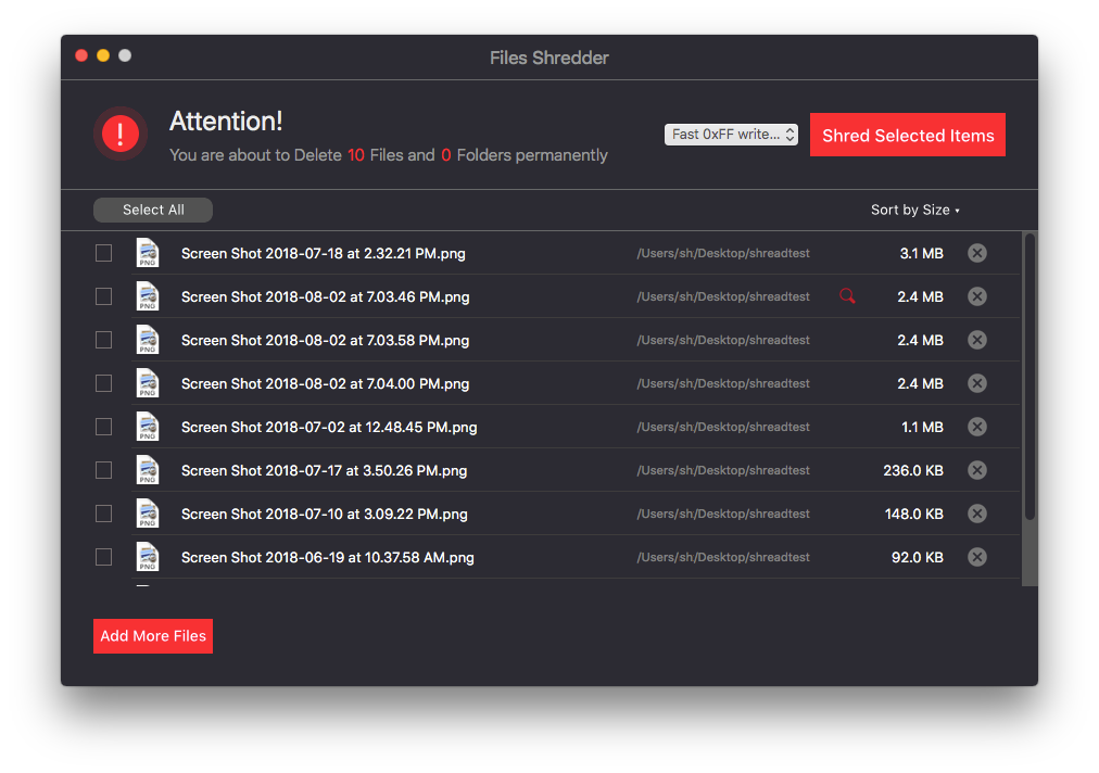 filesshredder add files
